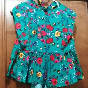 Teal floral peplum halter top